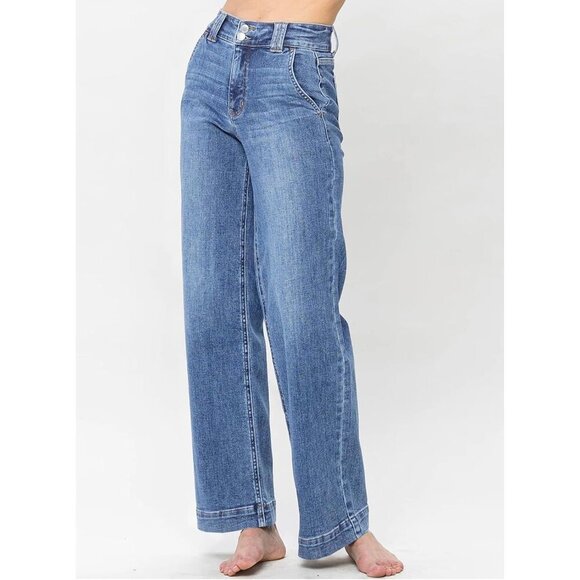 Women’s High Waisted Wide Leg Jeans Cotton Blend Trendy Office Casual - Picture 2 of 7